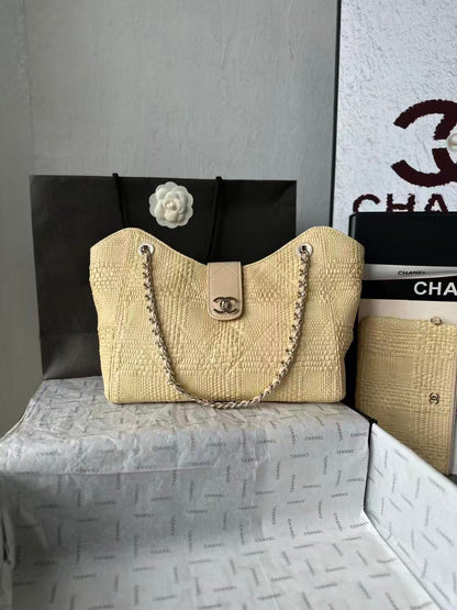 Chanel 2026 Shopping Bag 32cm Braided Raffia Woven Leather