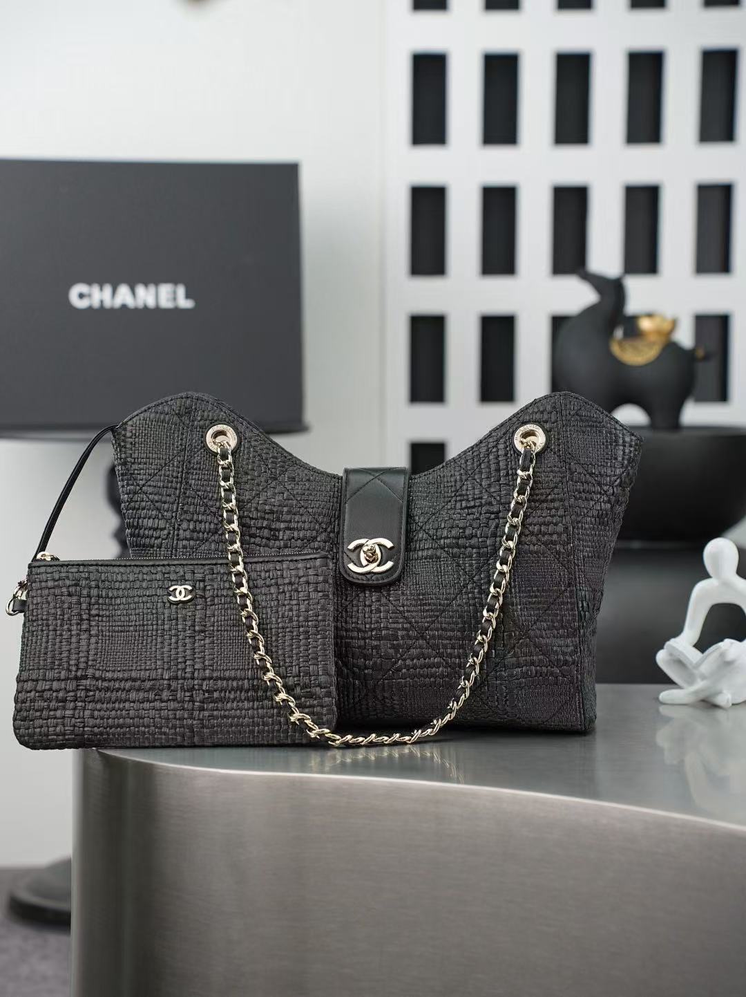 Chanel 2026 Shopping Bag 32cm Braided Raffia Woven Leather