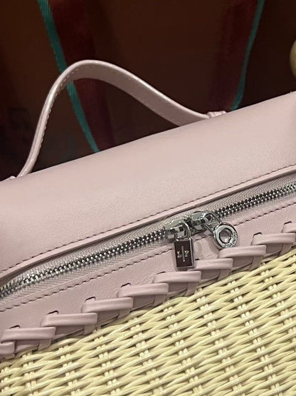Loro Piana 2026 Extra Pocket L19 Bag Beige Pink Rattan Leather