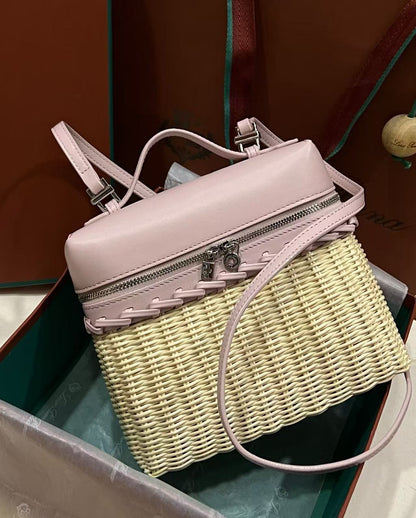 Loro Piana 2026 Extra Pocket L19 Bag Beige Pink Rattan Leather