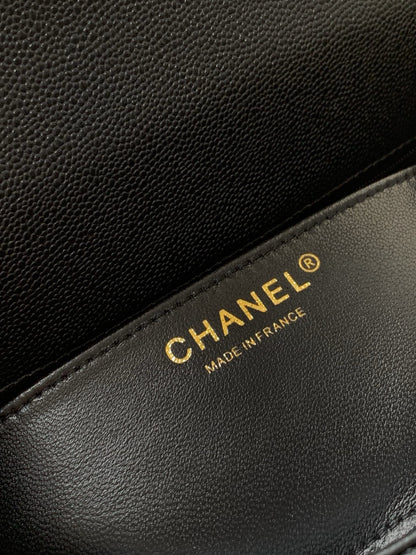 Chanel 2026 Quilted Bag 22cm Black Grained Calfskin
