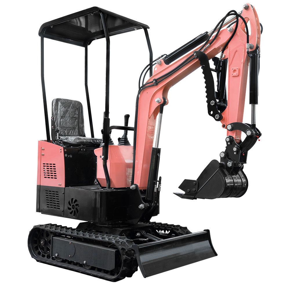 MS10 Pink Mini Excavator with Thumb Clamp, 1 Ton, Briggs & Stratton Engine, 13.5 HP