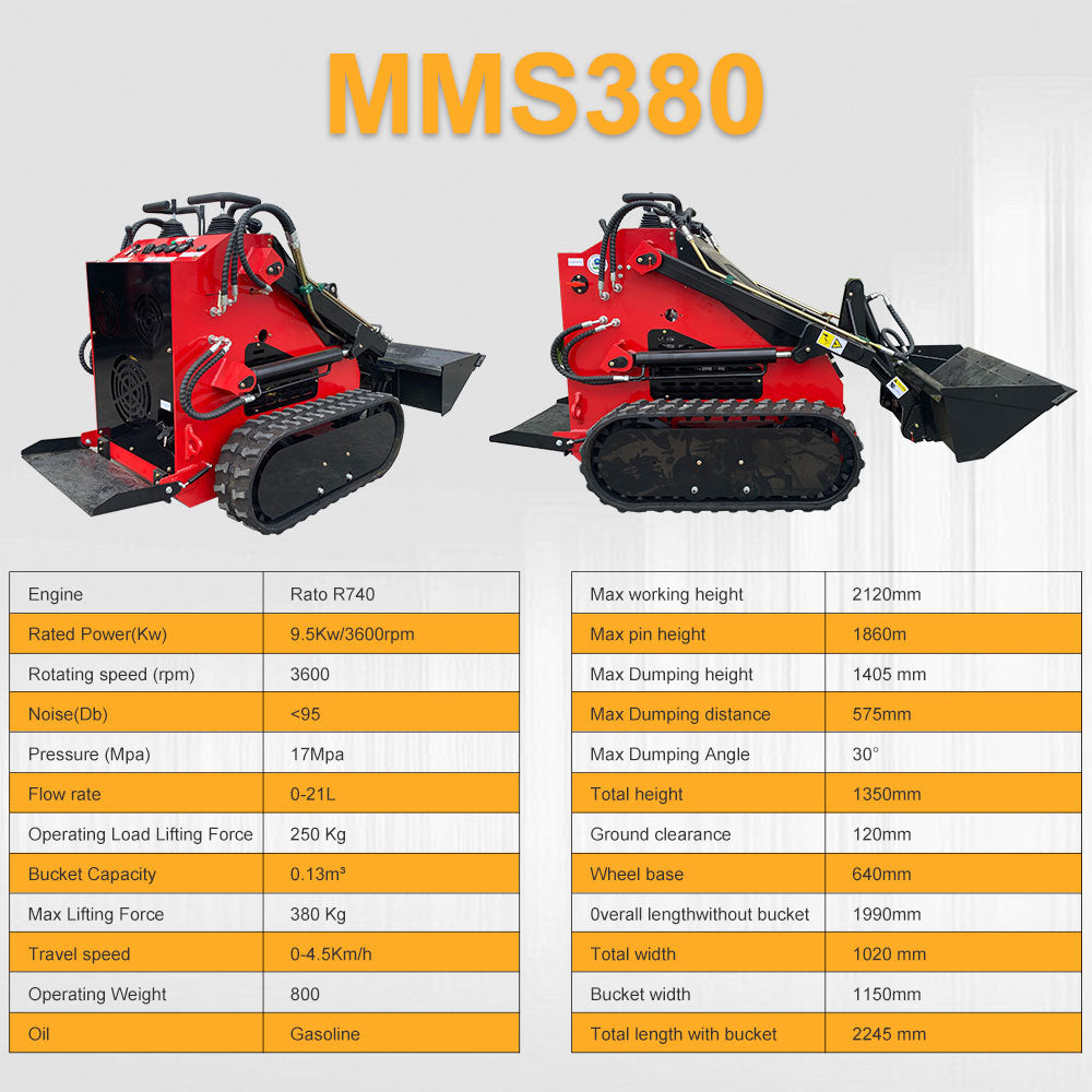 MS380 23 HP, 800 kg Stand-On Mini Skid Steer Loader for Sale