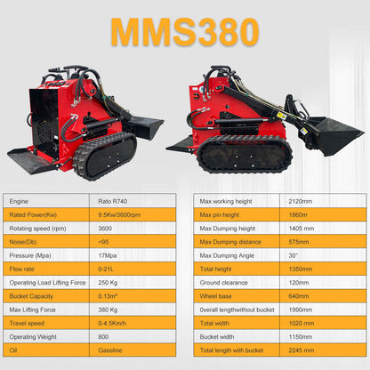 MS380 23 HP, 800 kg Stand-On Mini Skid Steer Loader for Sale