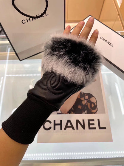 Short lazy rabbit fur gloves