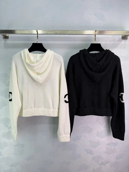 Hooded Zip-Up Long-Sleeve Cardigan