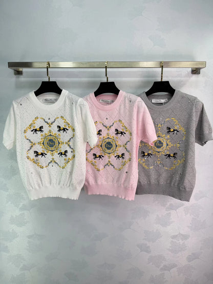 Horse Pattern Knit Top