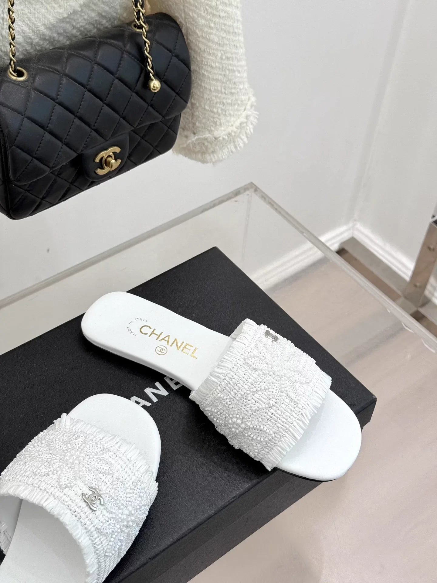 Woven Double C Flat Slippers