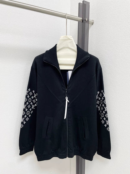 Vintage jacquard stand up collar cardigan