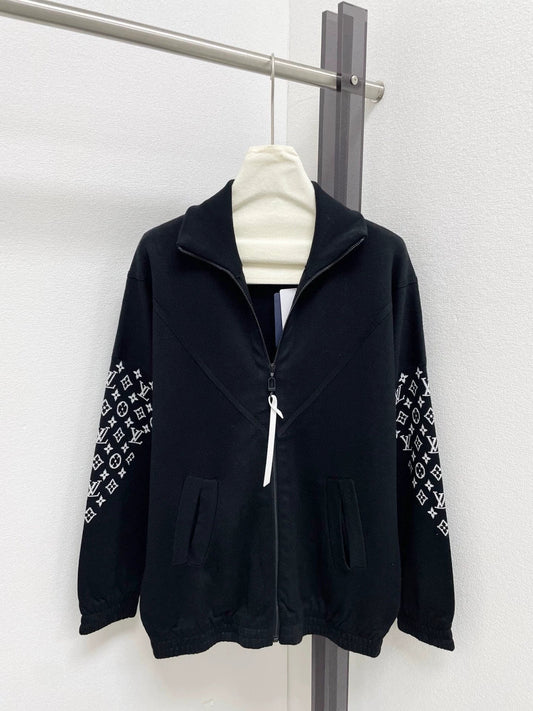 Vintage jacquard stand up collar cardigan