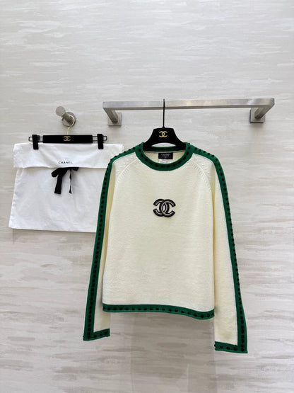 Green cashmere patchwork sweater