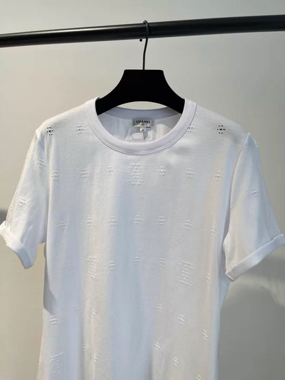 Openwork Floral Embroidery T-Shirt