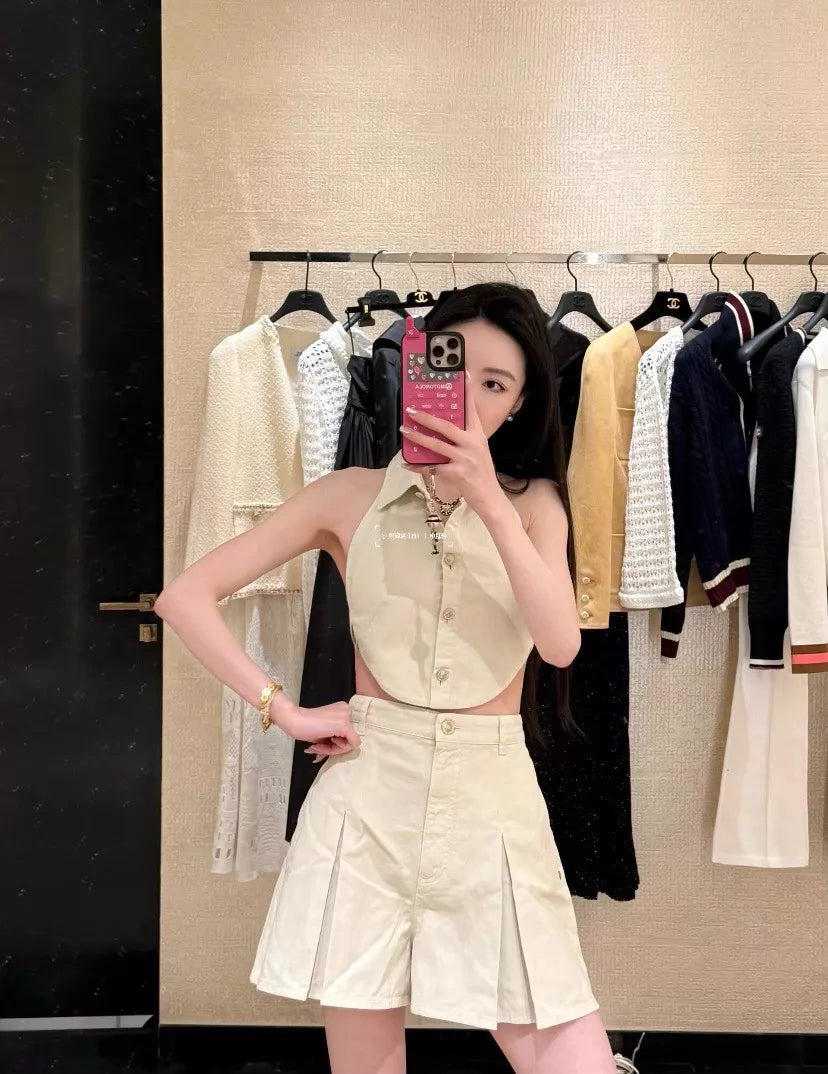 26ss Wide-pleated casual shorts