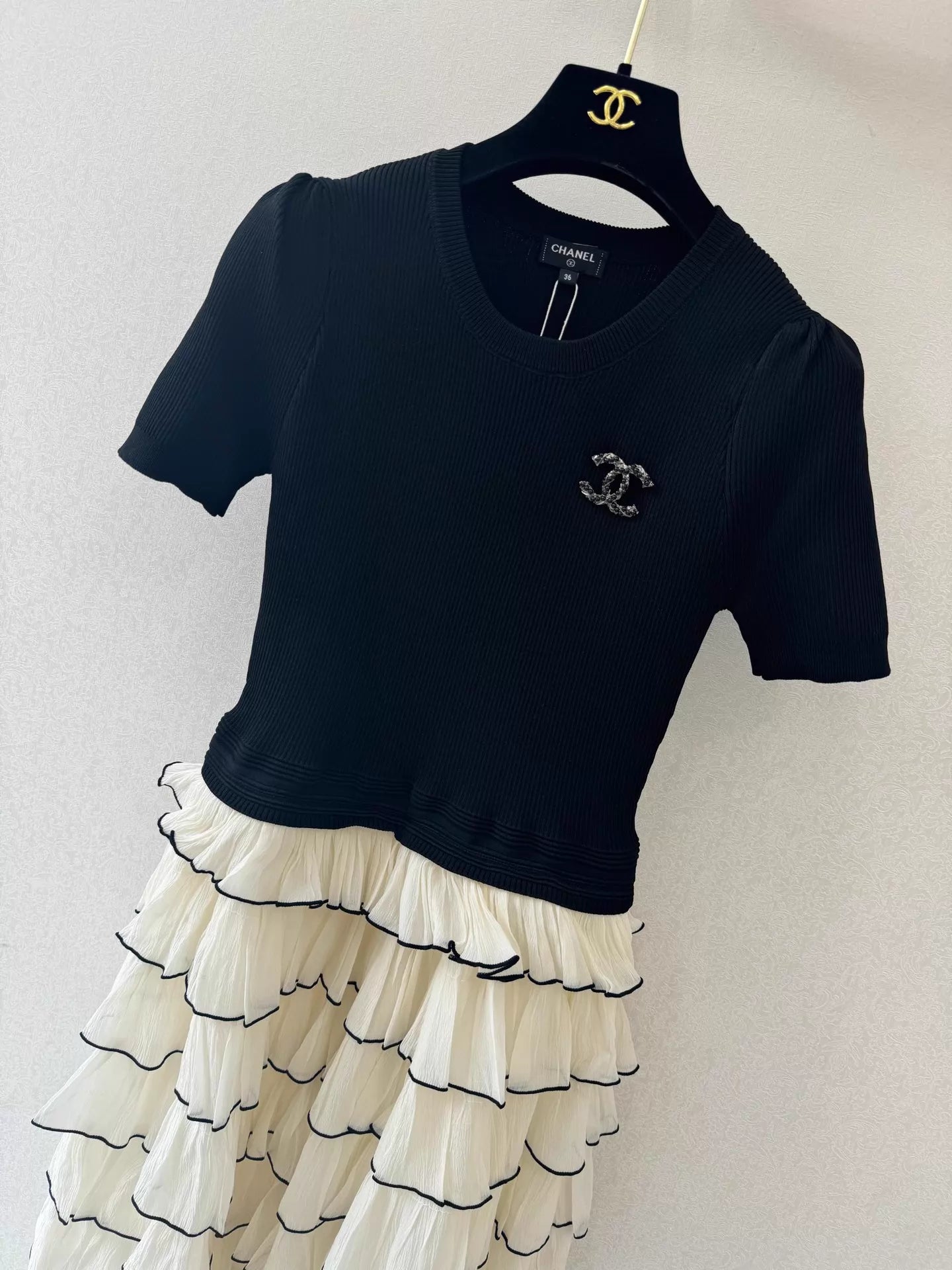 26ss Faux Two-Piece Patchwork Dress
