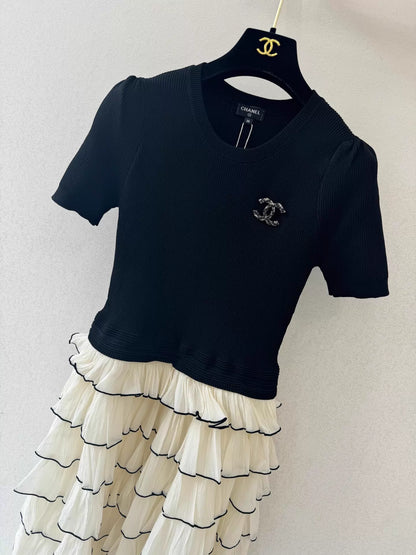 26ss Faux Two-Piece Patchwork Dress