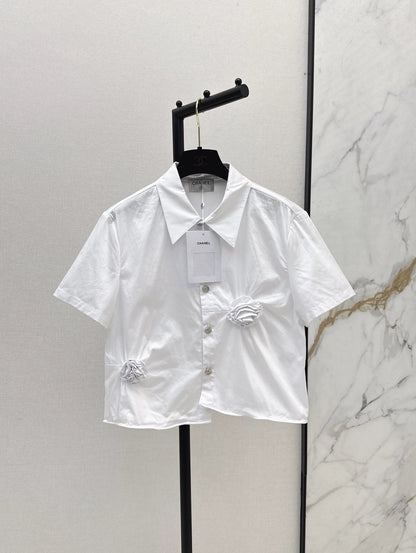 3D floral short-sleeved shirt