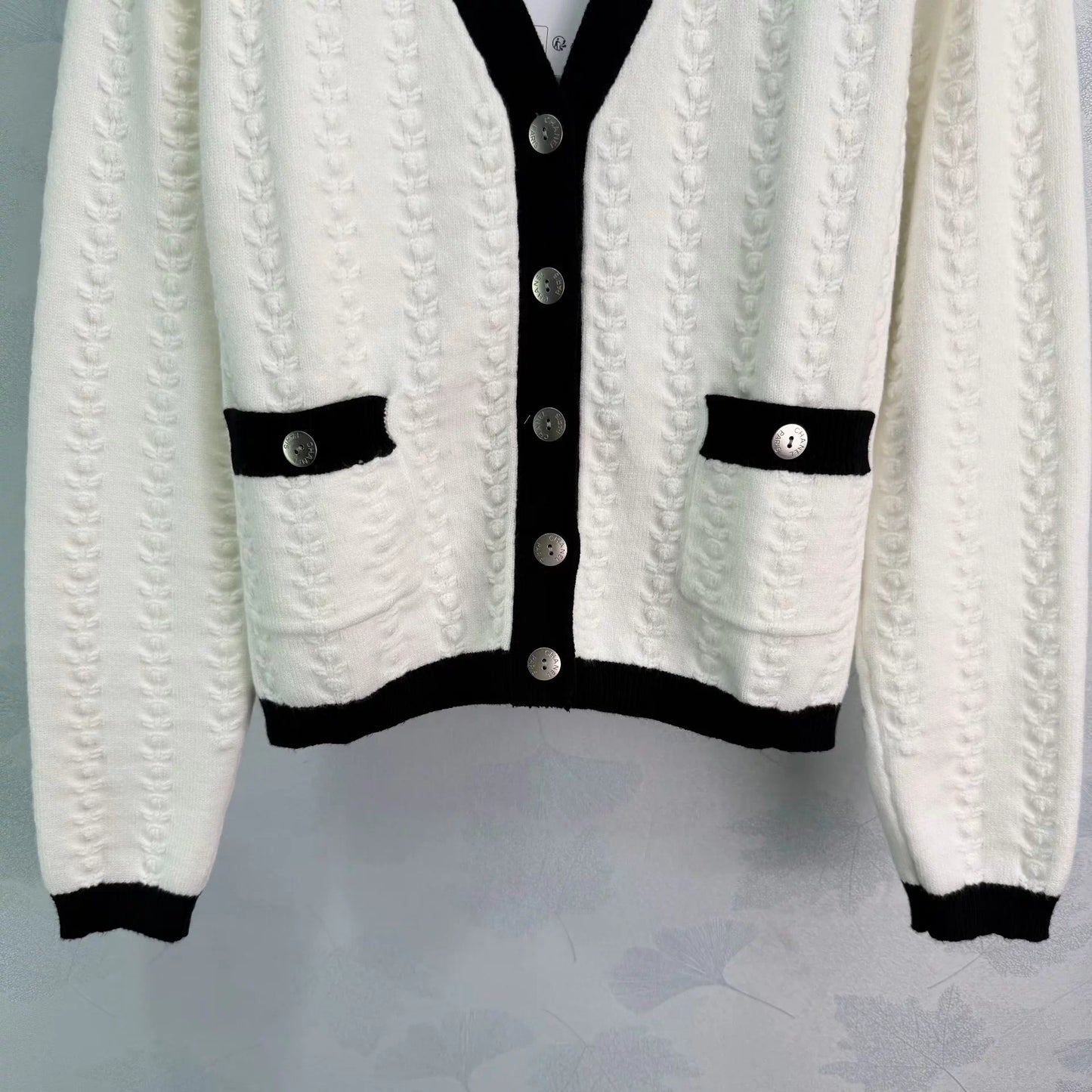 V-neck cable knit cardigan