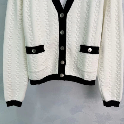 V-neck cable knit cardigan