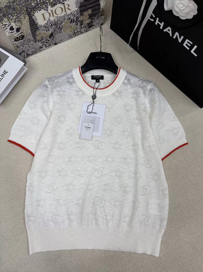 26ss Flower logo cutout knit T-shirt