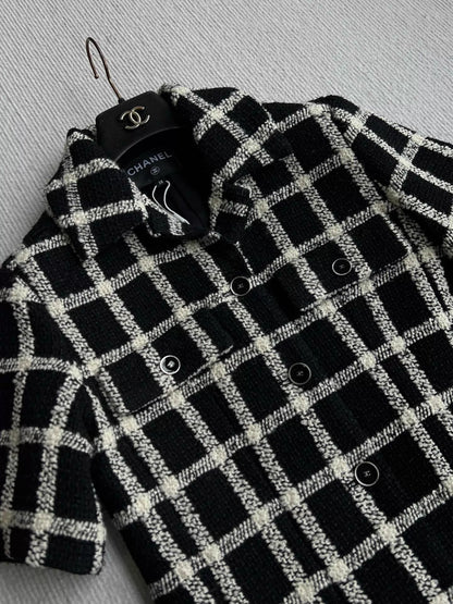 26ss French plaid tweed T-shirt/Skirts