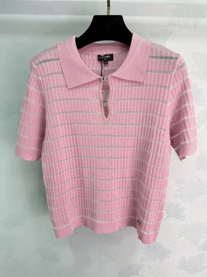 26ss Striped Knit Short-Sleeve T-Shirt