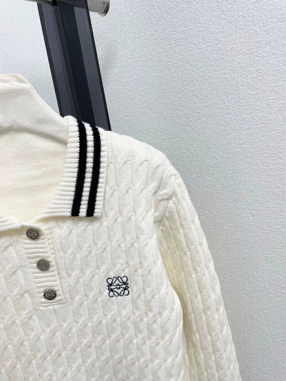 25fw Flower knitted polo shirt