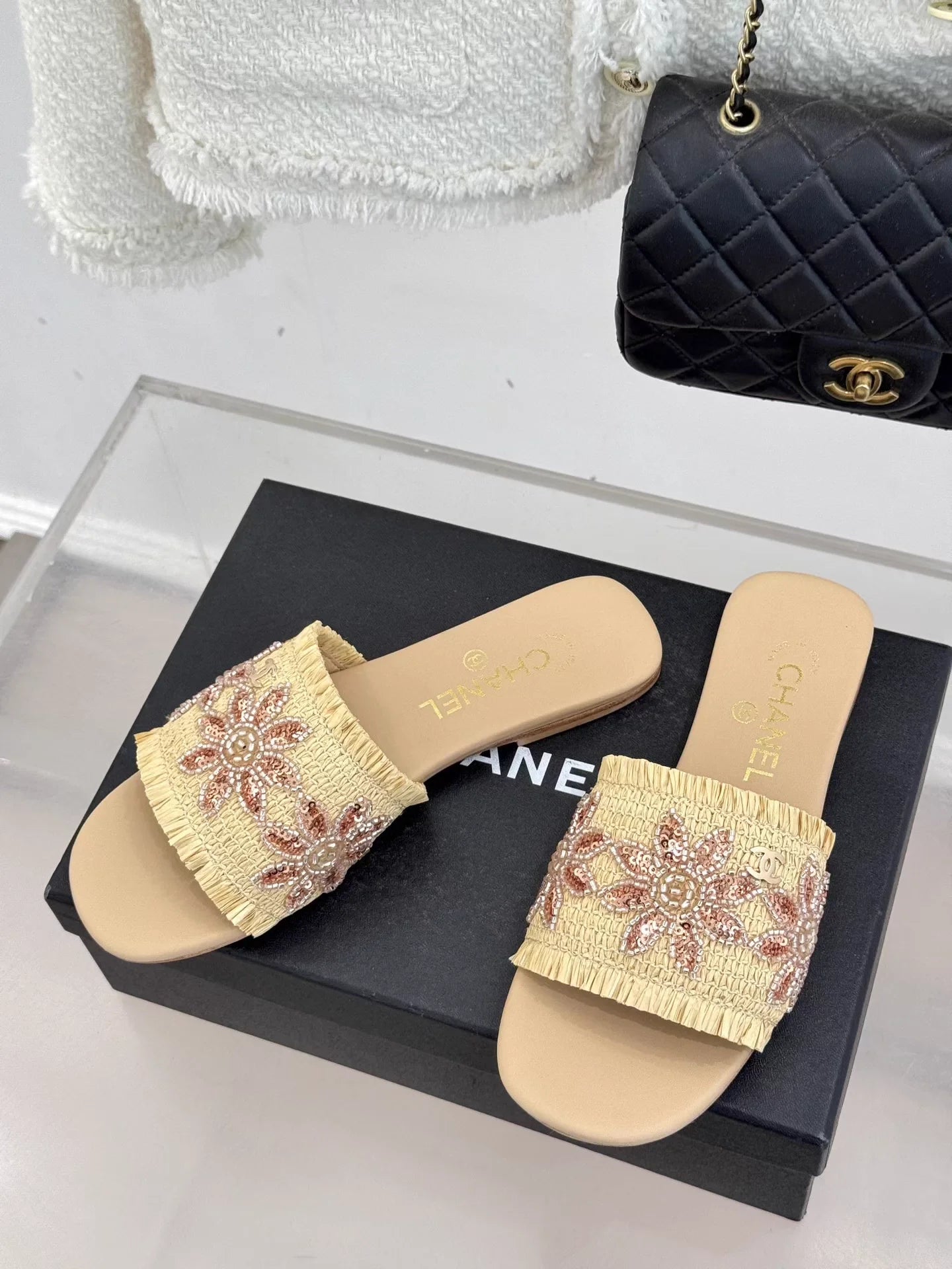 Woven Double C Flat Slippers