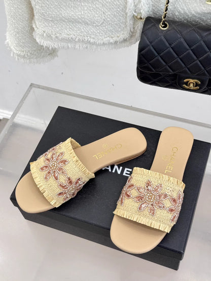 Woven Double C Flat Slippers