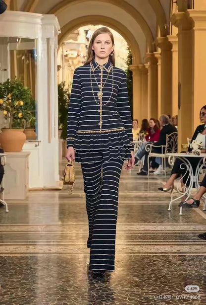 Navy-style striped coat