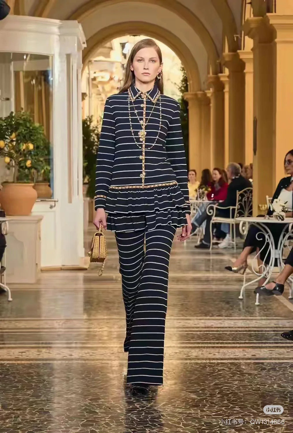 Striped Knit Flared Pants