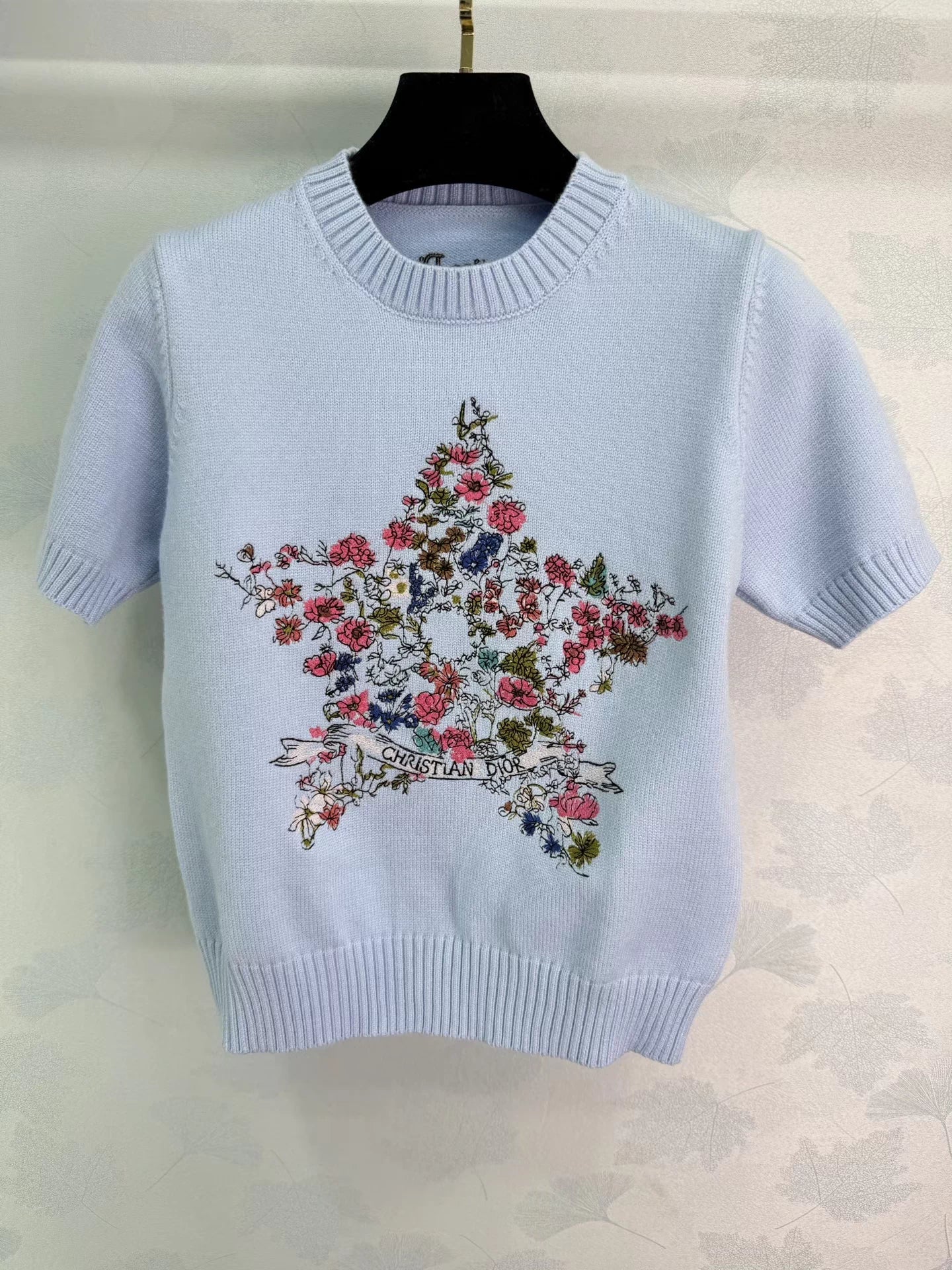 Five-pointed star embroidered T-shirt