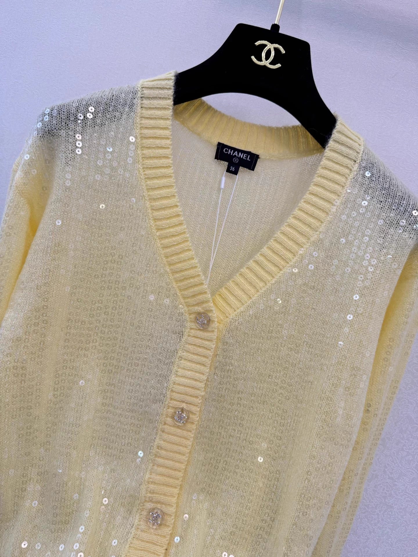 Sequined Mohair Knit Cardigan