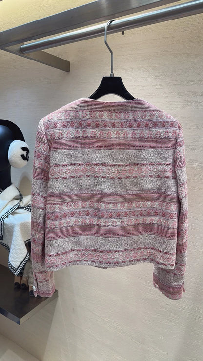 Color-blocked striped coat