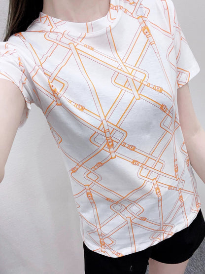 25fw Chain buckle printed T-shirt）