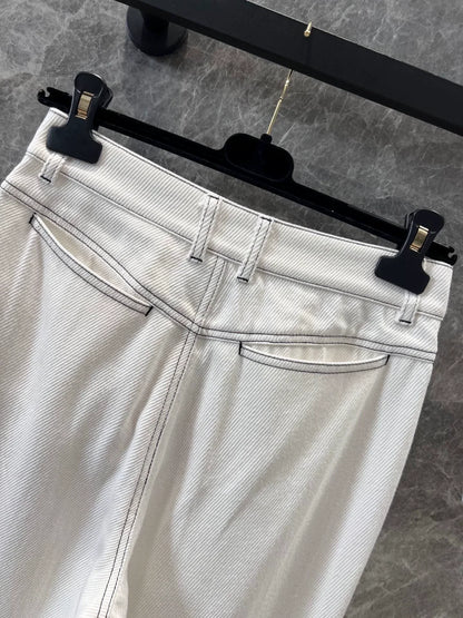 25 Summer new embroidery white straight loose jeans