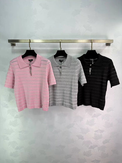 26ss Striped Knit Short-Sleeve T-Shirt