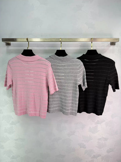 26ss Striped Knit Short-Sleeve T-Shirt