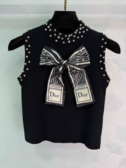 Silk scarf bow vest