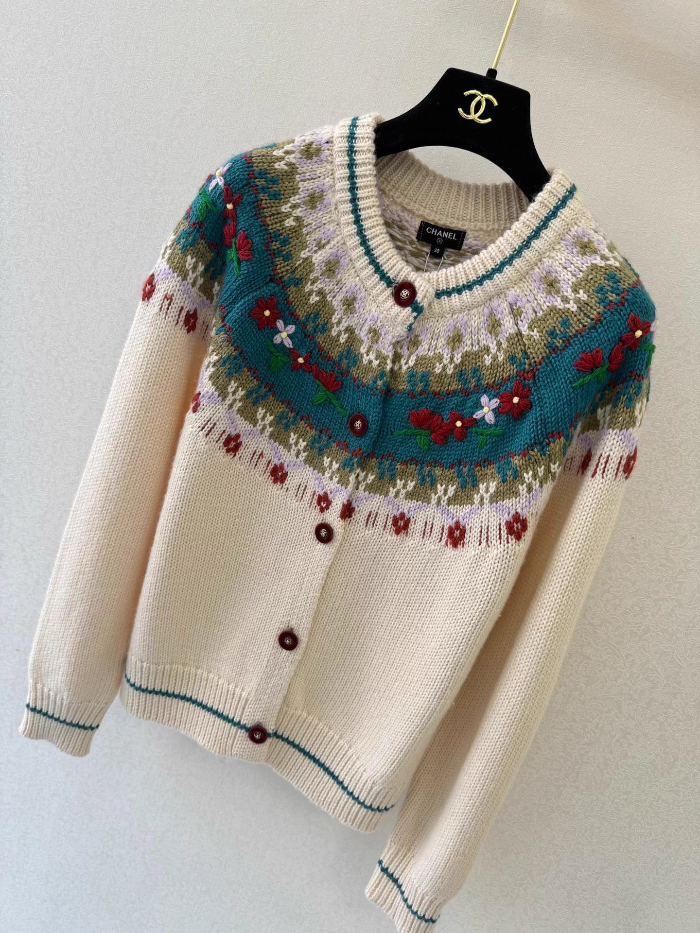 Fair Isle Jacquard Knit Cardigan