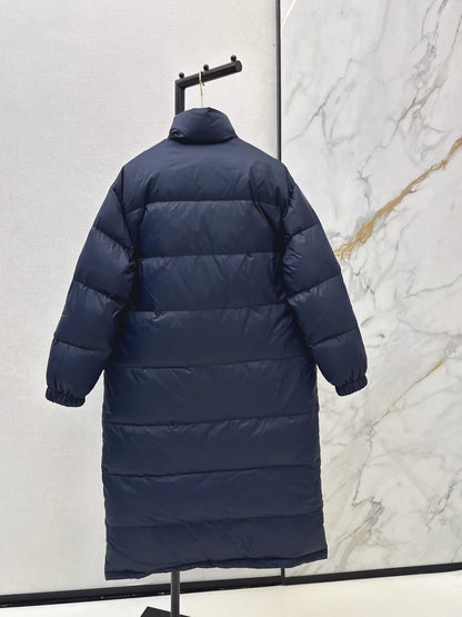 Stand-up collar long down coat