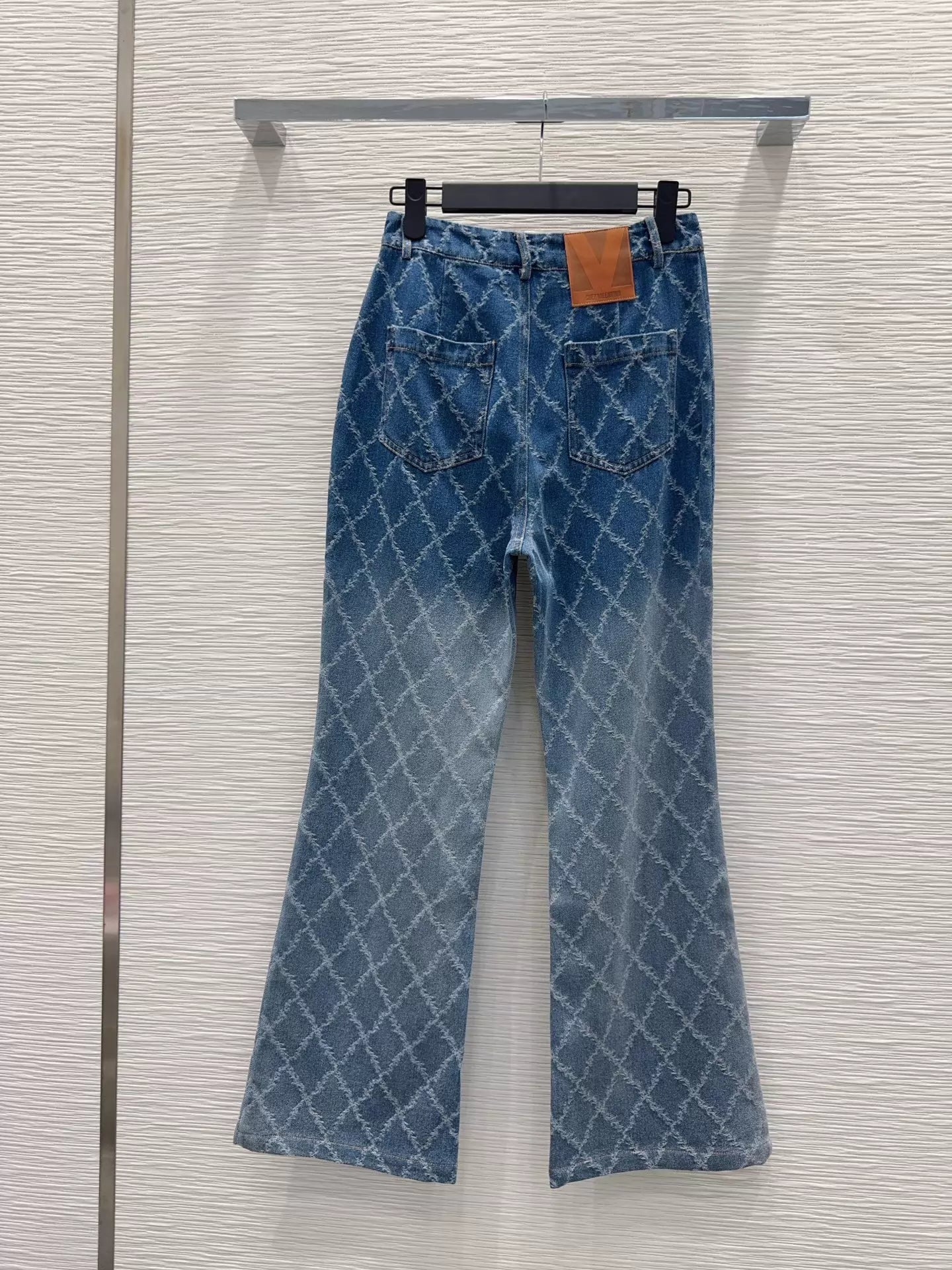 26ss Diamond-patterned denim jeans
