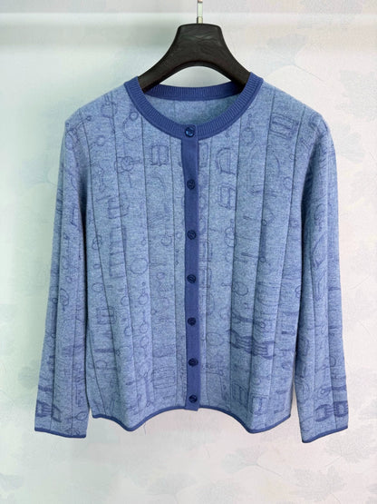 Hermès/26 Early Autumn New Crew Neck Knit Cardigan