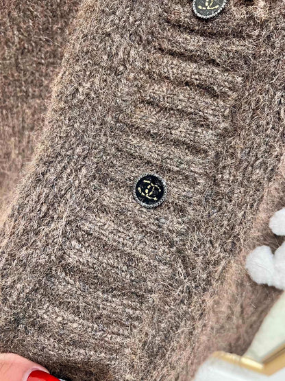 Raccoon fleece blend knit cardigan