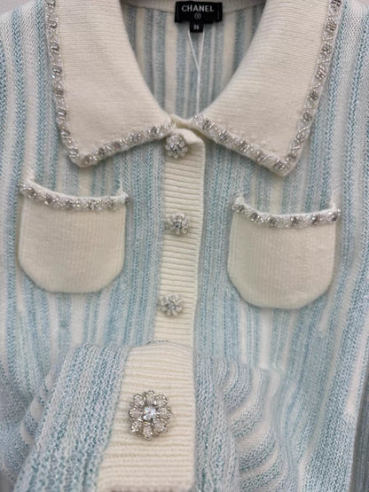 Striped Knit Short Cardigan