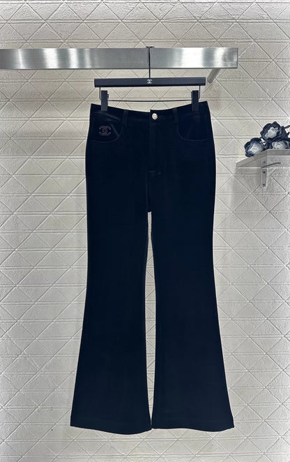 Flared Velvet Retro Trousers