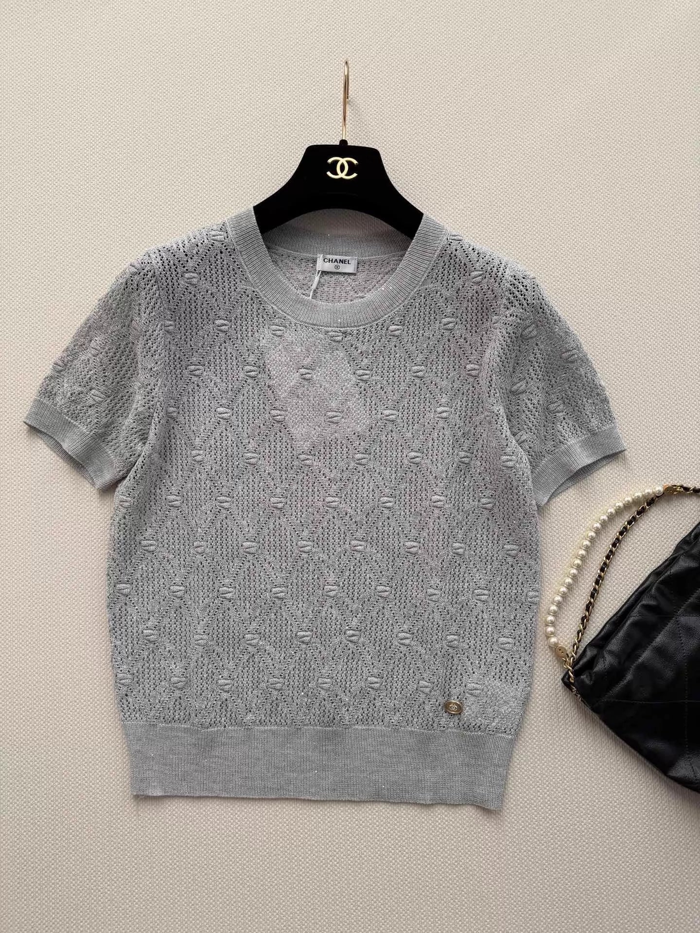 26ss Hollow-out knit T-shirt