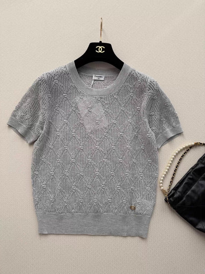 26ss Hollow-out knit T-shirt