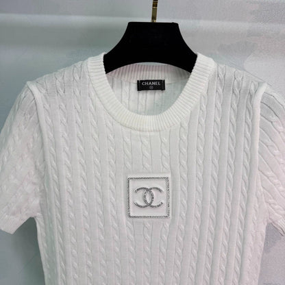 Cable Knit Short-Sleeve T-Shirt