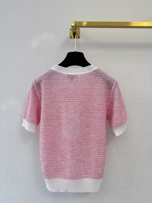 26ss Pink Knit Short-Sleeve T-Shirt