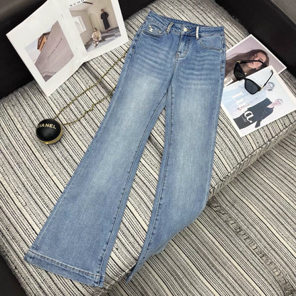 Rhinestone-studded flared jeans